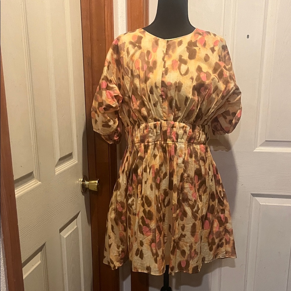 Banana Republic Pink and Brown Dolman Sleeve Sundress